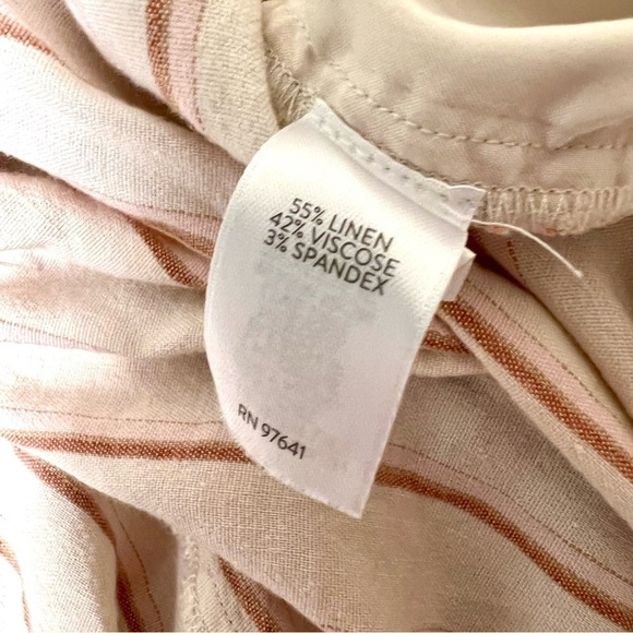 J. Jill Linen Stretch Pull on Pant neutral stripes women’s size L Tall wide leg - Picture 10 of 10